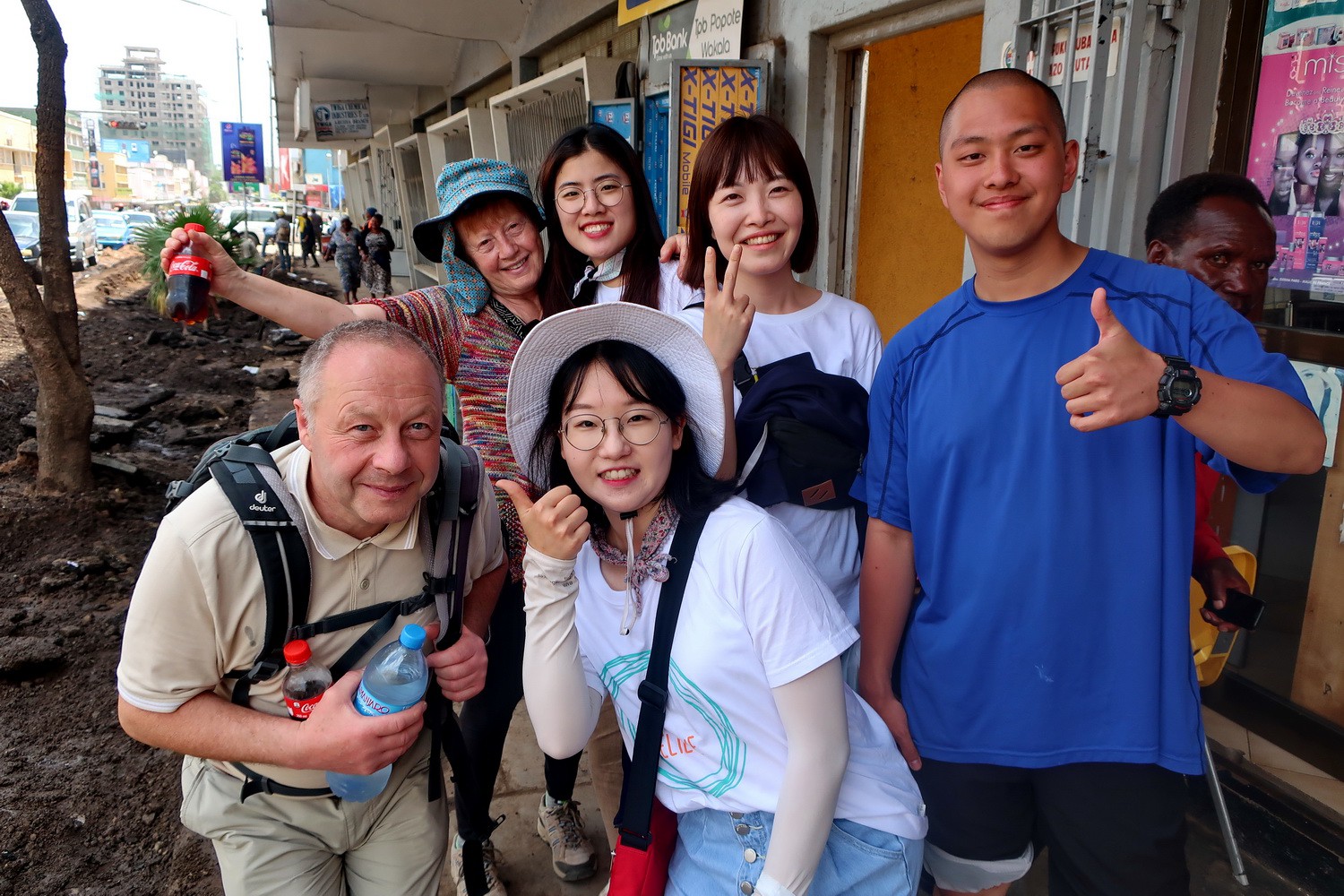Tommy and Marion with Korean tourists in Arusha